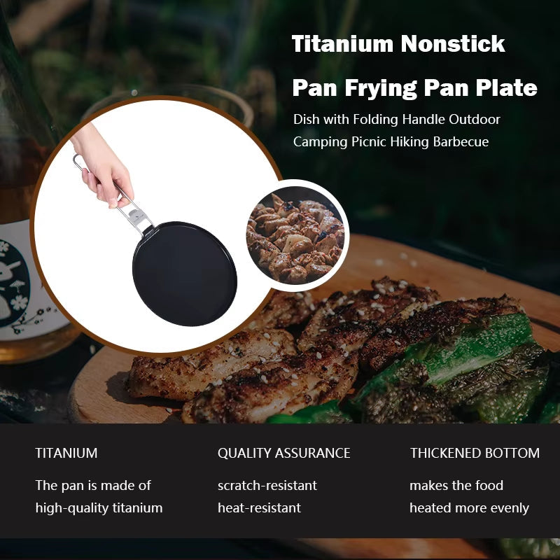 AeroTitan Lightweight Foldable Titanium Skillet | Pure Titanium Camping Pan