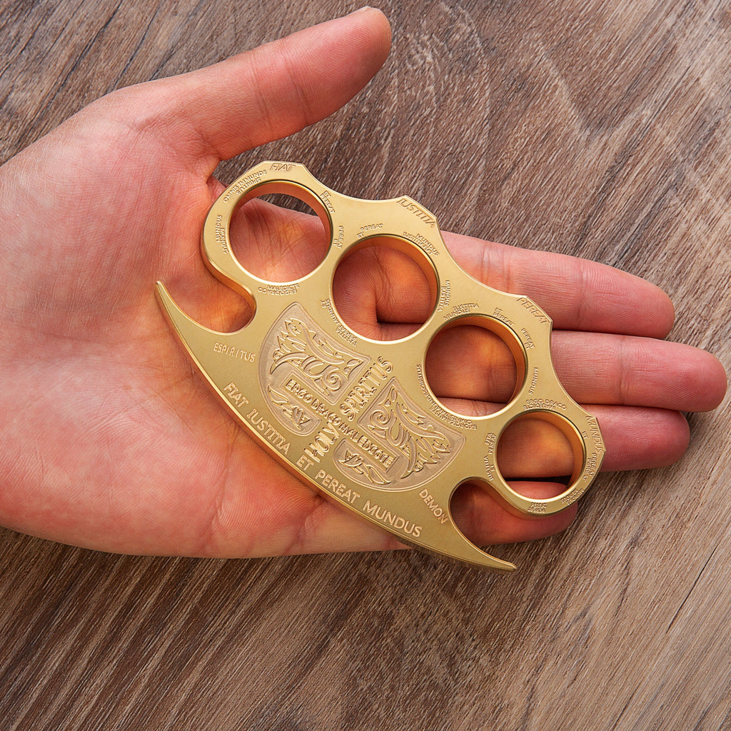 Brass Knuckles - Four Finger Constantine Holy Spiritus Design Heavy Duty