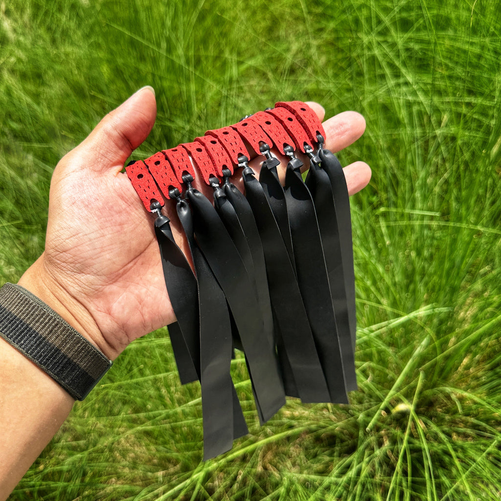 Wrist Rocket Slingshot Bands – 10-Pack 0.65mm Flat Bands Tapered 25mm→15mm for Outdoor Target Practice