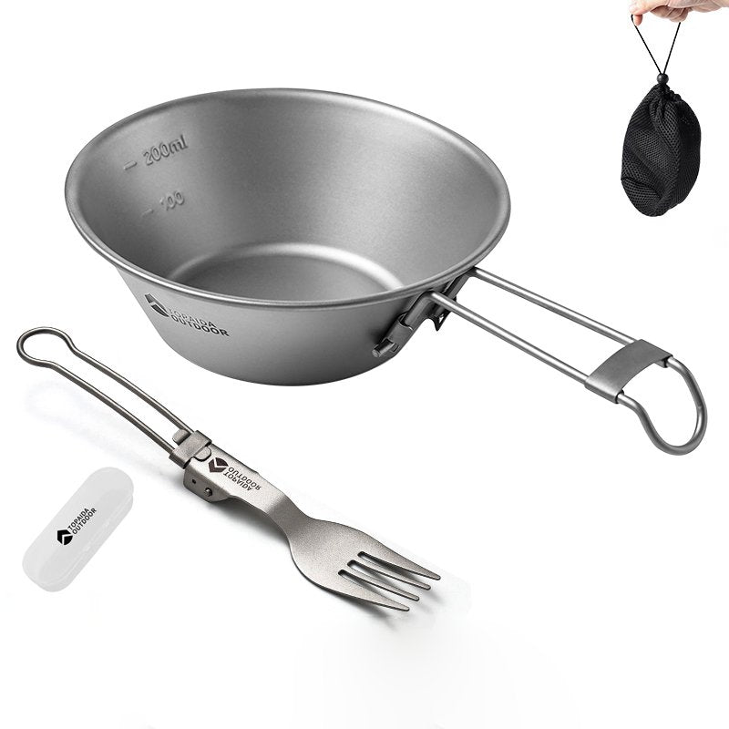 Featherlight Feast Ultralight Titanium Folding Utensil Set | Travel EDC Cutlery
