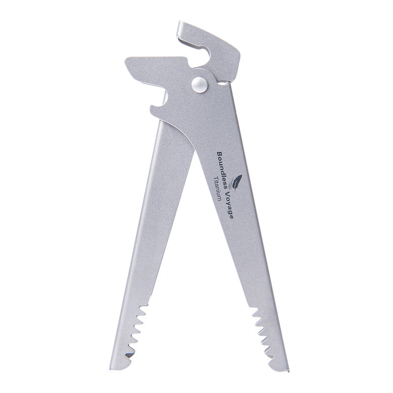 Pure Titanium Camping Tongs - 3-in-1 Pot Gripper, Bottle Opener & Wrench