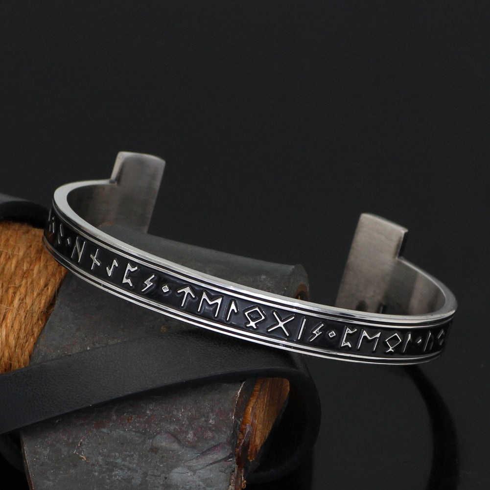 Viking Bracelet – Ancient Rune Cuff Norse Gothic Biker Statement Bangle
