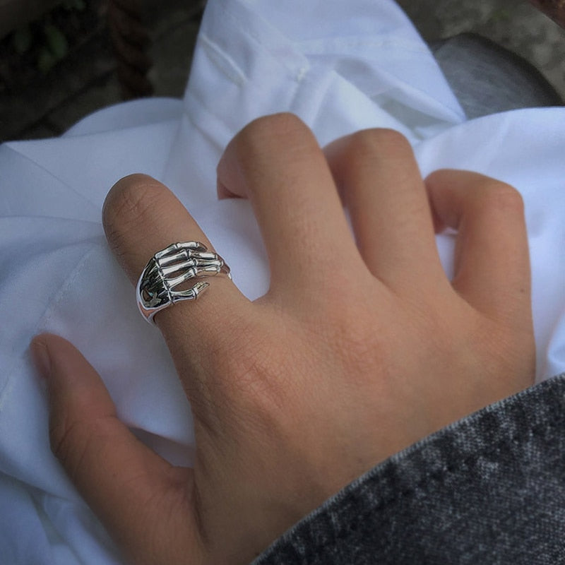 Gothic Ring – Skeleton Wrap Hand Adjustable Dark Glamour Statement Ring