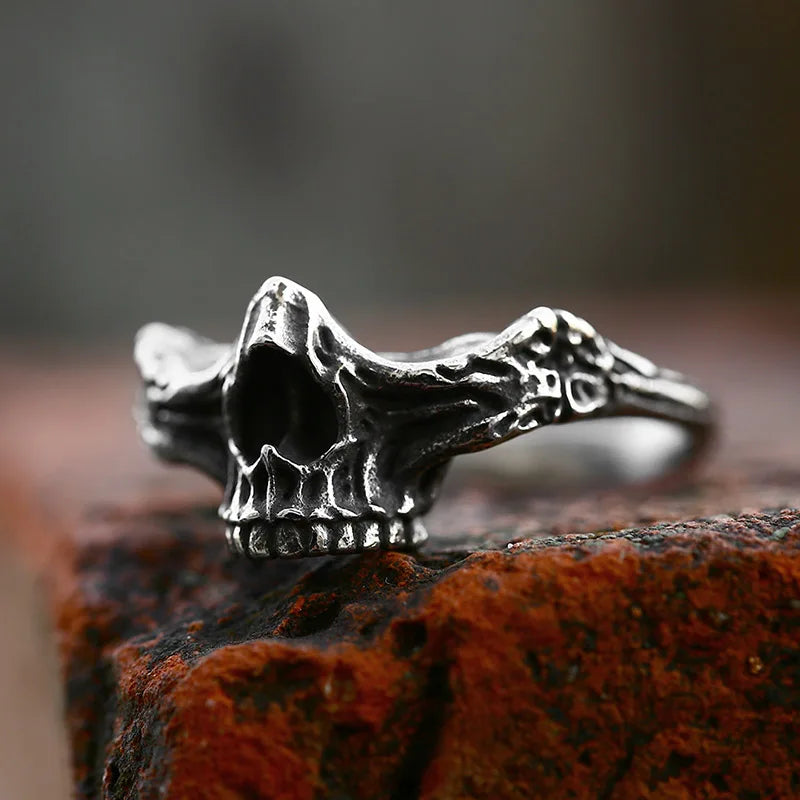 Punk Ring – Gothic Skull Nasal Bones Biker Hip Hop Dark Statement