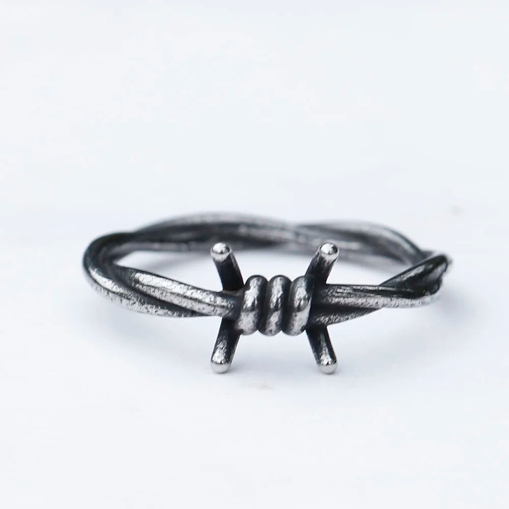 Gothic Ring – Barbed Wire Spike Punk Biker Vintage Dark Statement