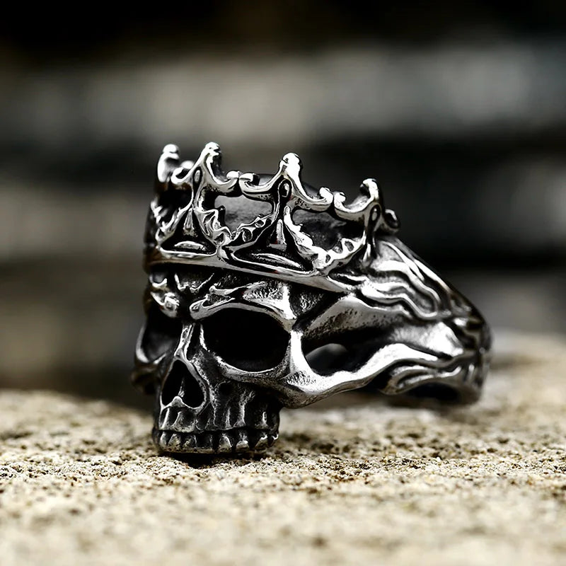 Skull Ring – Gothic Crown King Biker Punk Dark Statement