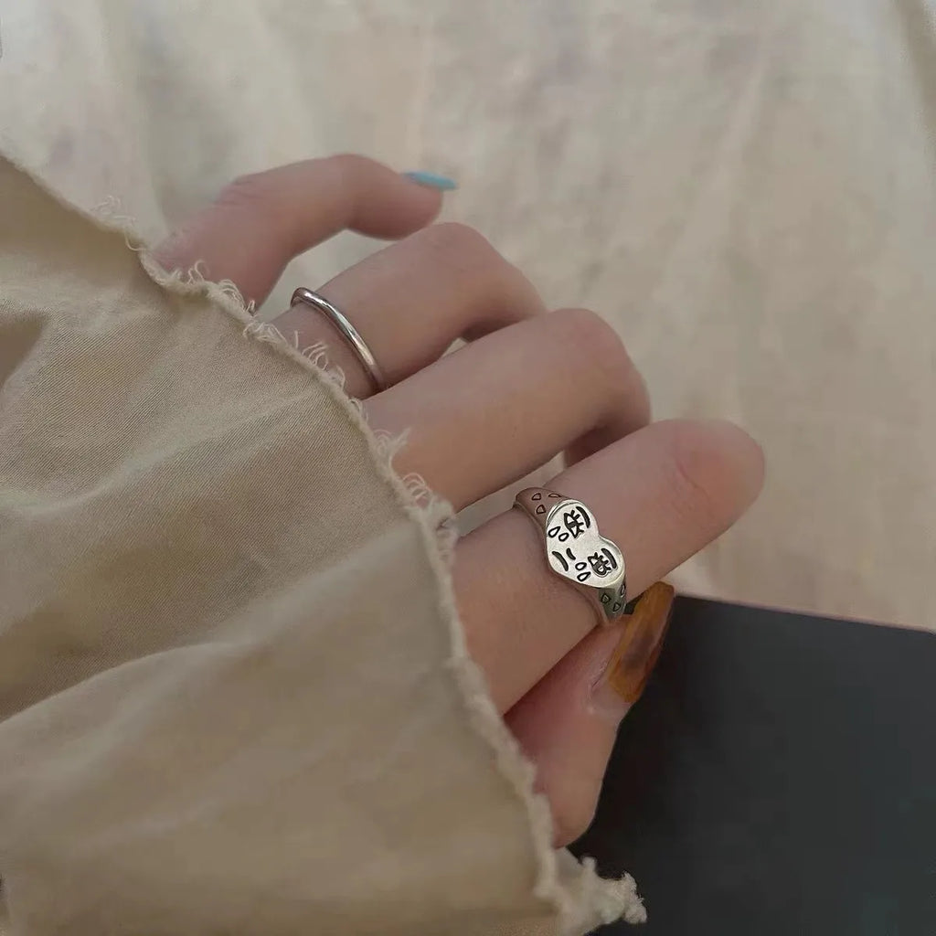 Signet Ring – Crying Heart Gothic Punk Vintage Adjustable Statement Ring