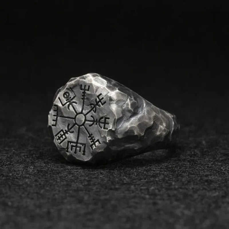 Viking Compass Ring – Vegvisir Open Band Adjustable Gothic Punk Vintage