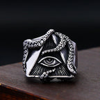 Norse Ring – All-Seeing Eye Pyramid Octopus Tentacle Gothic Punk Amulet Ring