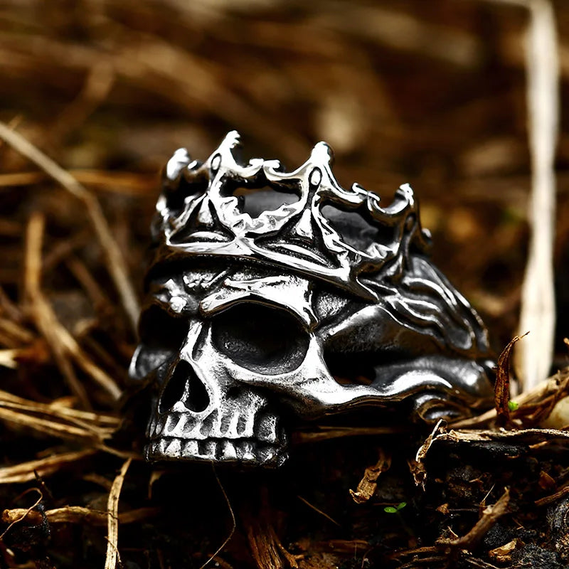 Skull Ring – Gothic Crown King Biker Punk Dark Statement