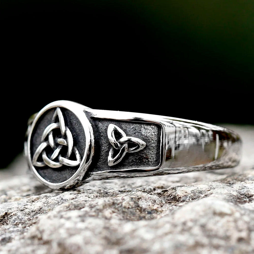 Celtic Ring – Enchanted Witch Knot 316L Stainless Steel Wiccan Gothic Amulet Ring for Men Women