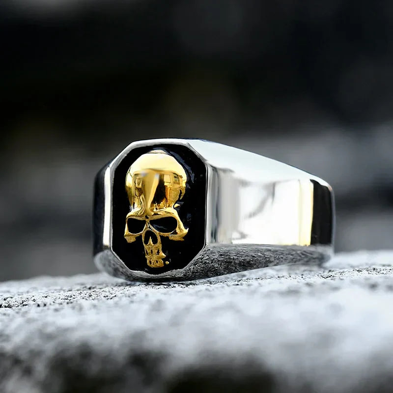 Skull Rings for Men – Gothic Emblem Biker Punk Rock Gold Silver Statement