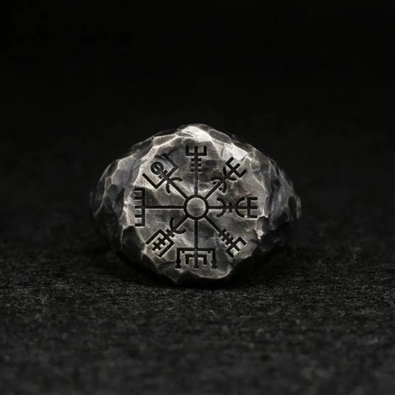 Viking Compass Ring – Vegvisir Open Band Adjustable Gothic Punk Vintage