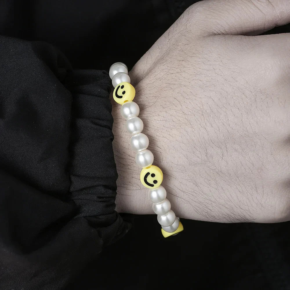 Pearl Bracelet – Smiley Face Handmade Cute Y2K Statement