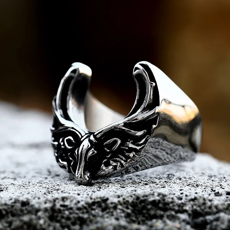 Viking Ring – Nordic Moose Totem Gothic Punk Statement Rose Gold