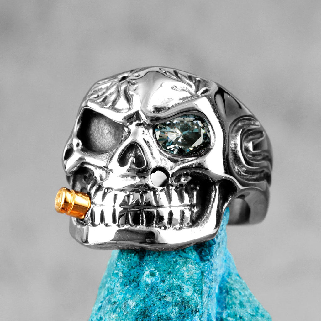 Skull Ring – Smoking Soldier Gothic Punk Biker Hip Hop Statement