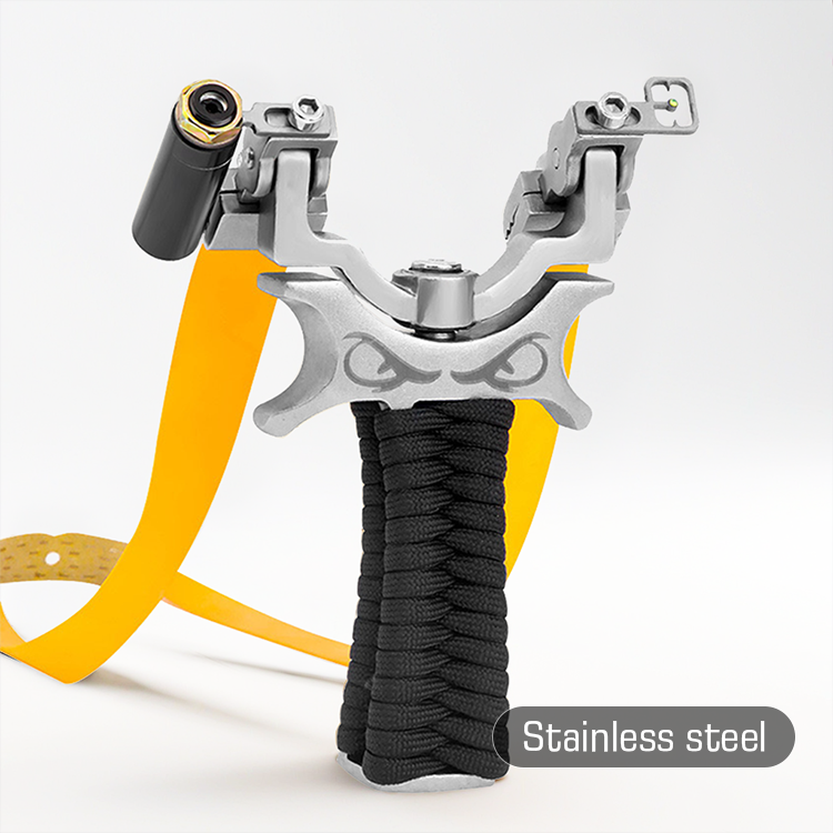 Hunting Slingshot – 360° Rotating Stainless Steel Slingshot with Fiber Optic & Laser Sight