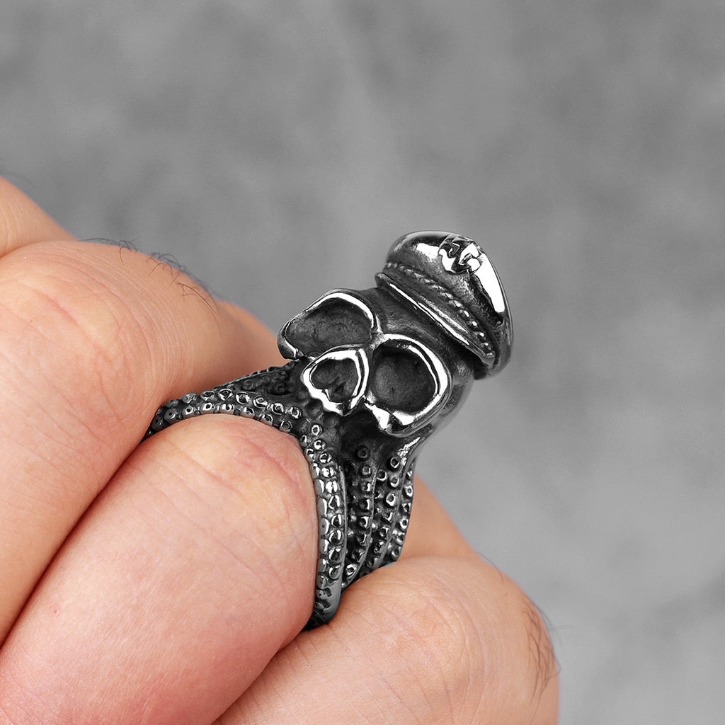 Gothic Ring – Captain Octopus Kraken Punk Rock Hip Hop Biker Statement Ring