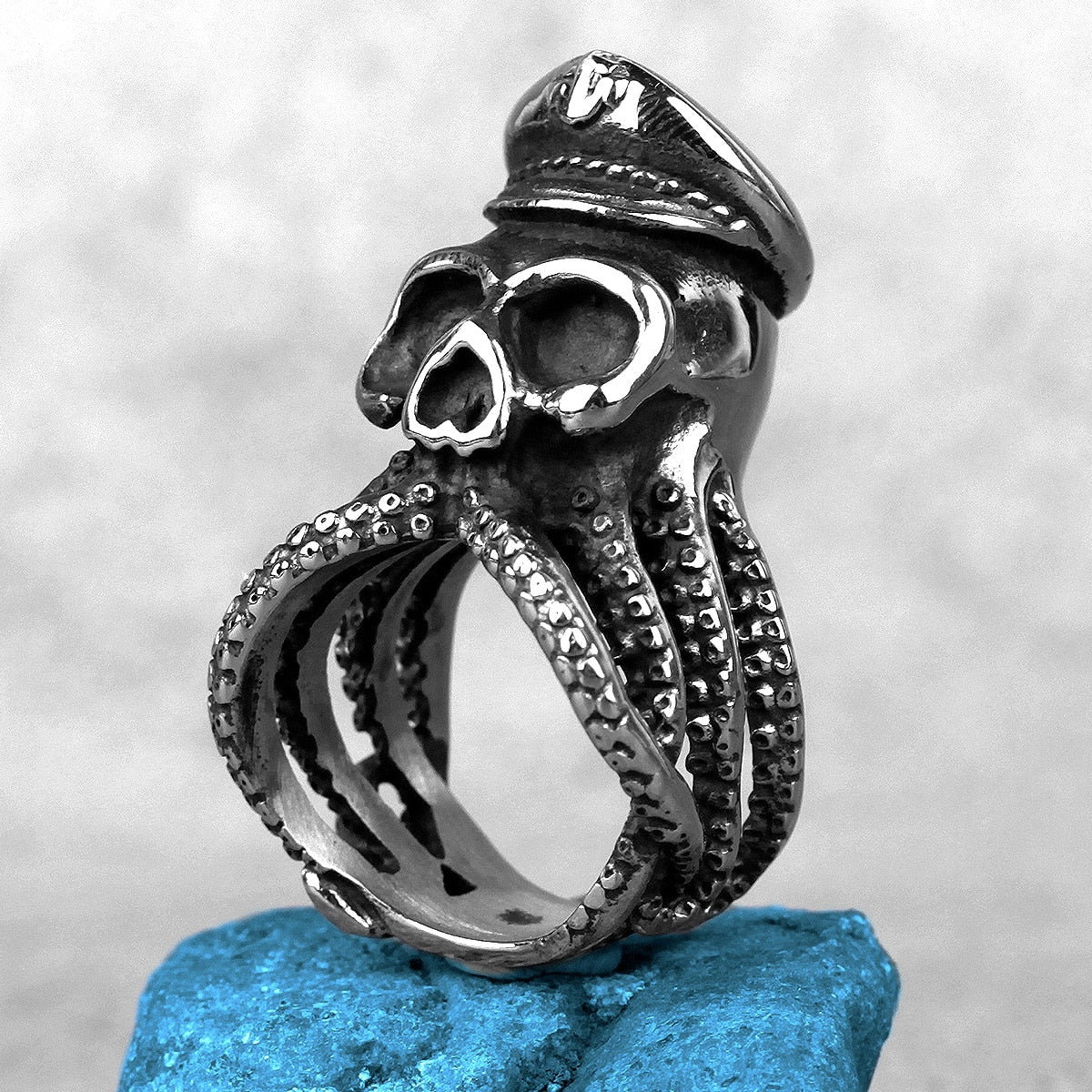 Gothic Ring – Captain Octopus Kraken Punk Rock Hip Hop Biker Statement Ring