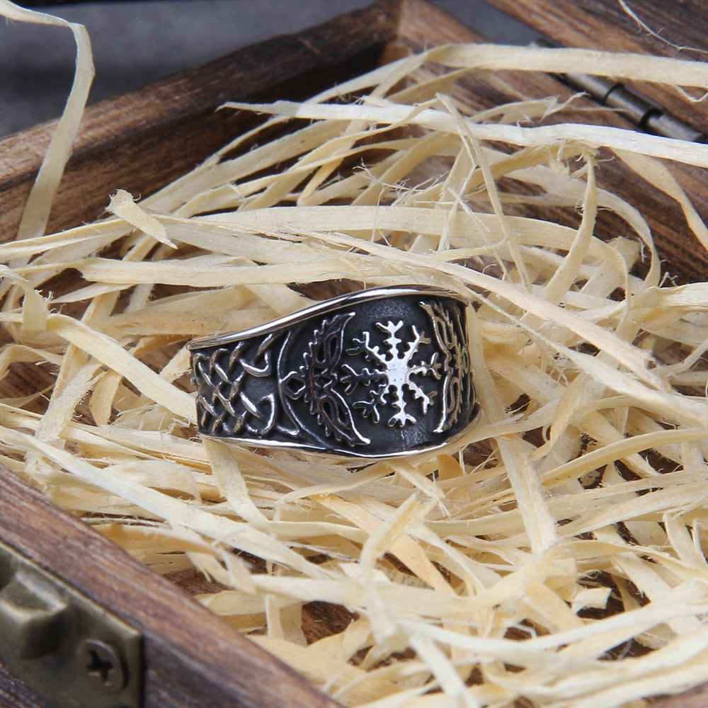 Viking Compass Ring – Vegvisir Norse Rune Gothic Symbol Band