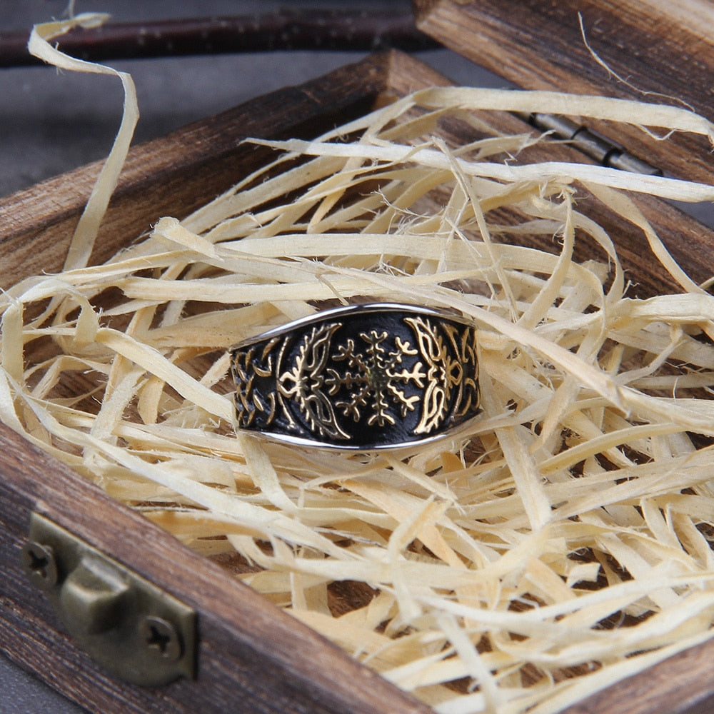 Viking Compass Ring – Vegvisir Norse Rune Gothic Symbol Band