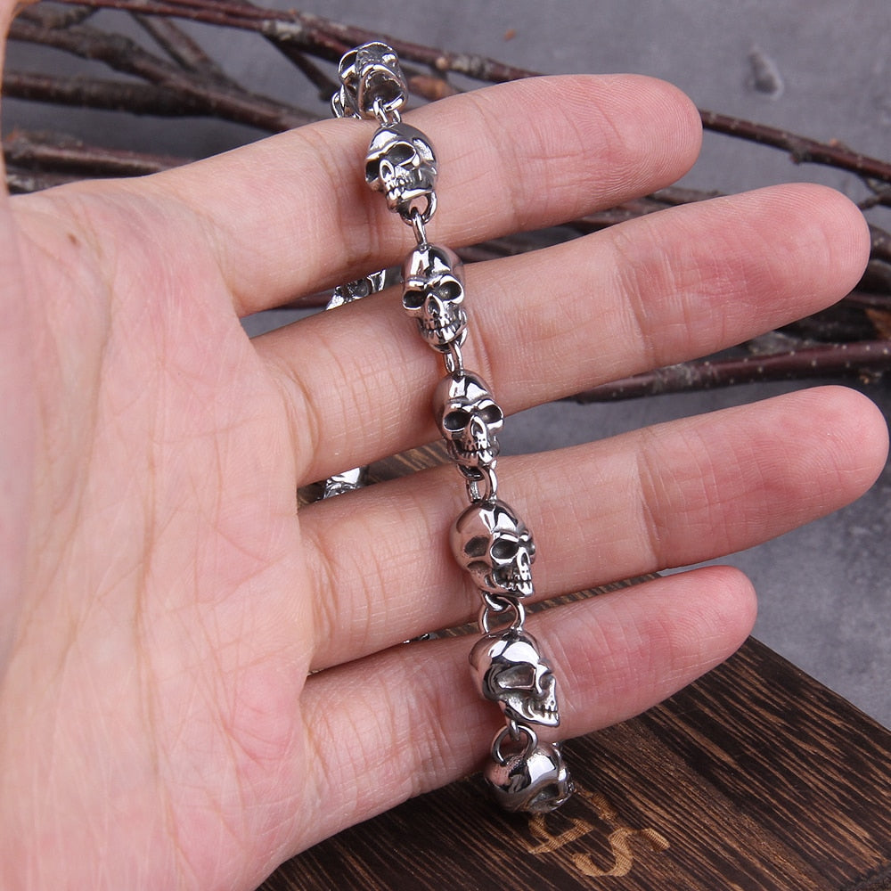 Skull Bracelet – Viking Graveyard Gothic Punk Chain Handcrafted