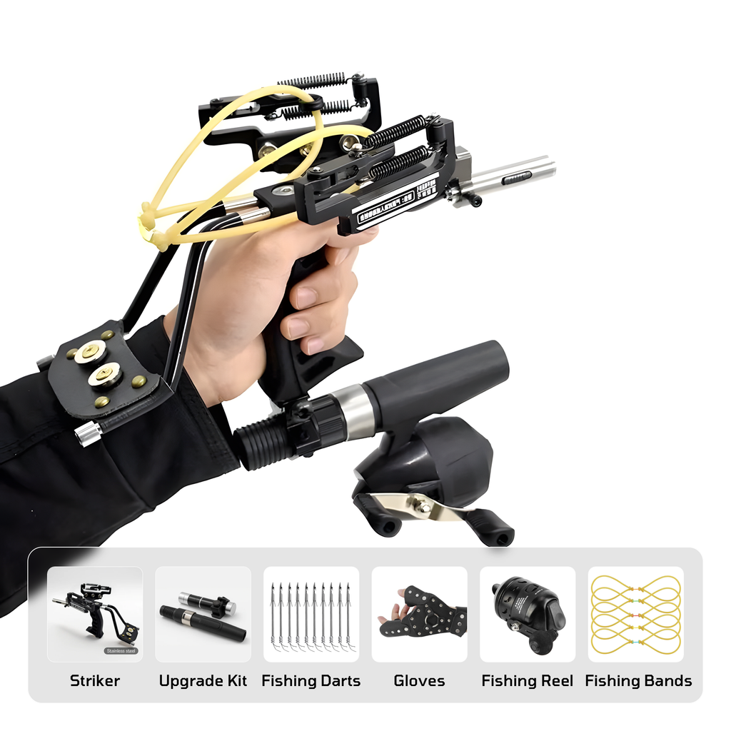 Slingshot for Adults – Complete Slingshot Fishing Set with Reel Darts Bands Gloves & Laser Sight