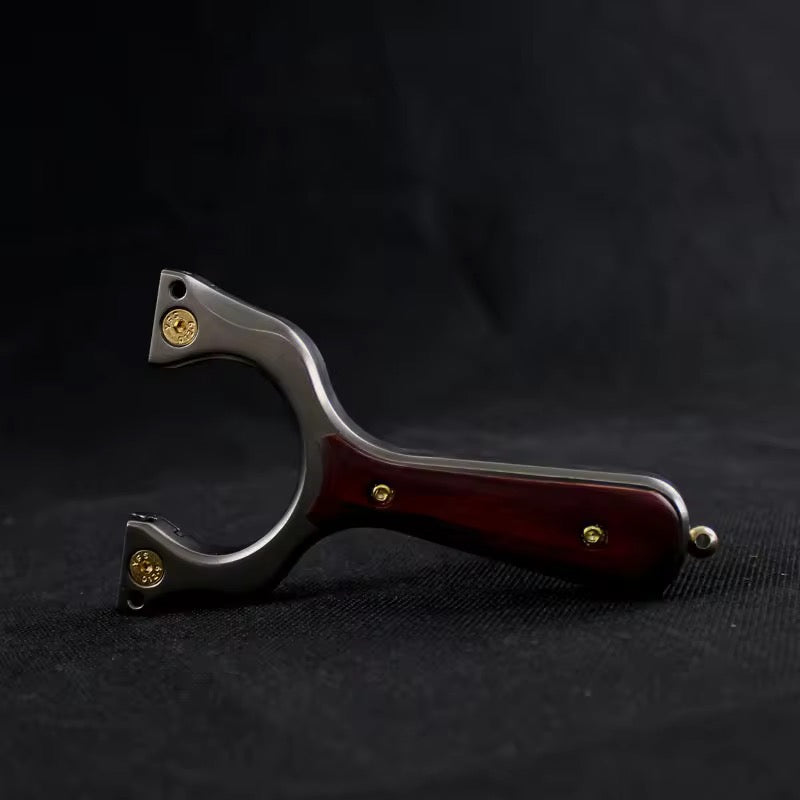 Tactical Slingshot – Stainless Steel Wooden Handle Hunting Slingshot for Target Practice