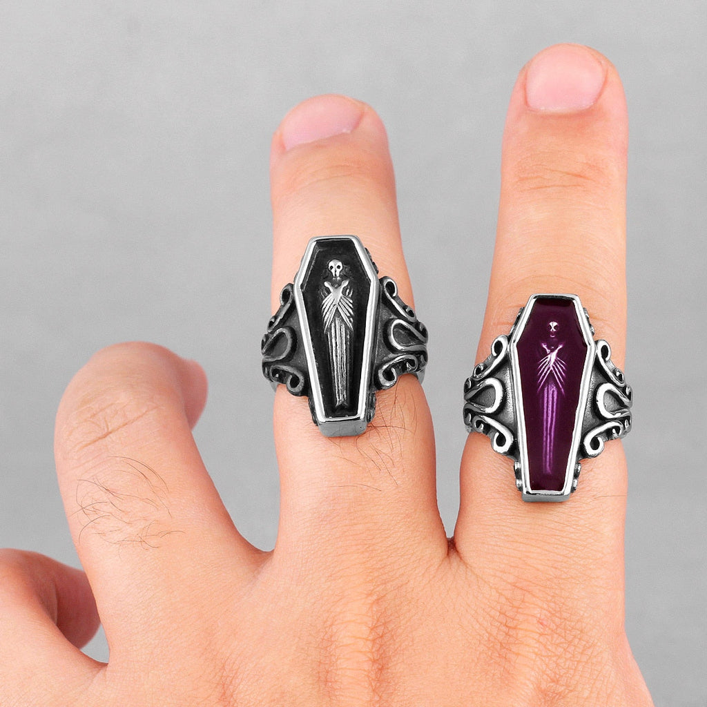 Gothic Ring – Vampire Coffin Skull Punk
