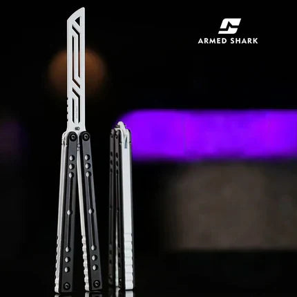 Nautilus V2 Balisong Trainer - Armed Shark 7075 Aluminum G10 Carbon Fiber Butterfly Knife