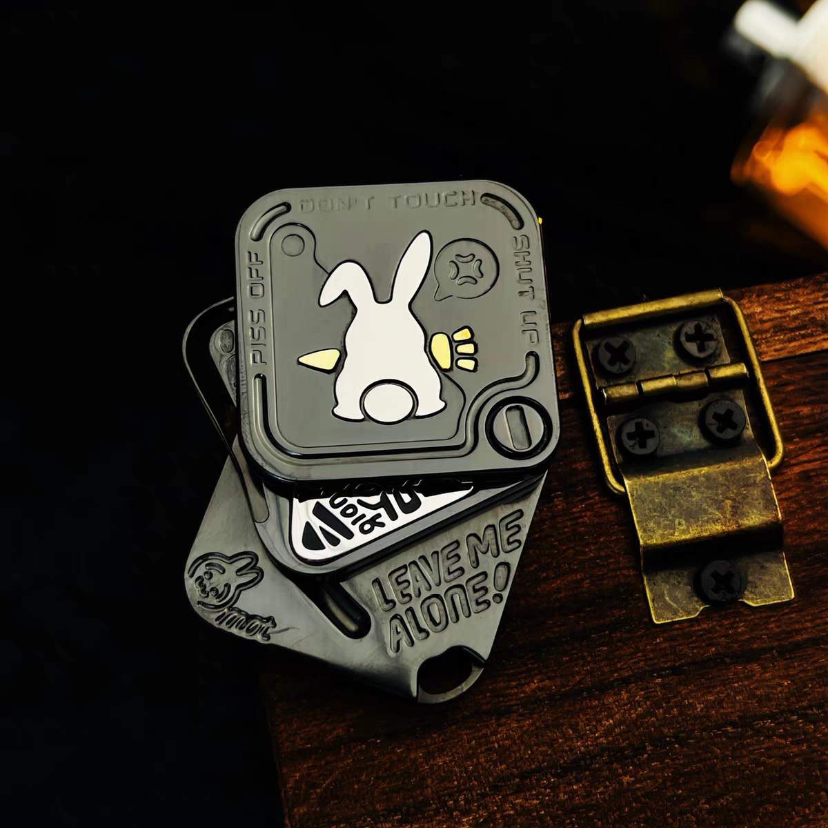 Fidget Slider – Rabbit Snap Side-Push Stainless Steel EDC Collectible Attitude Toy