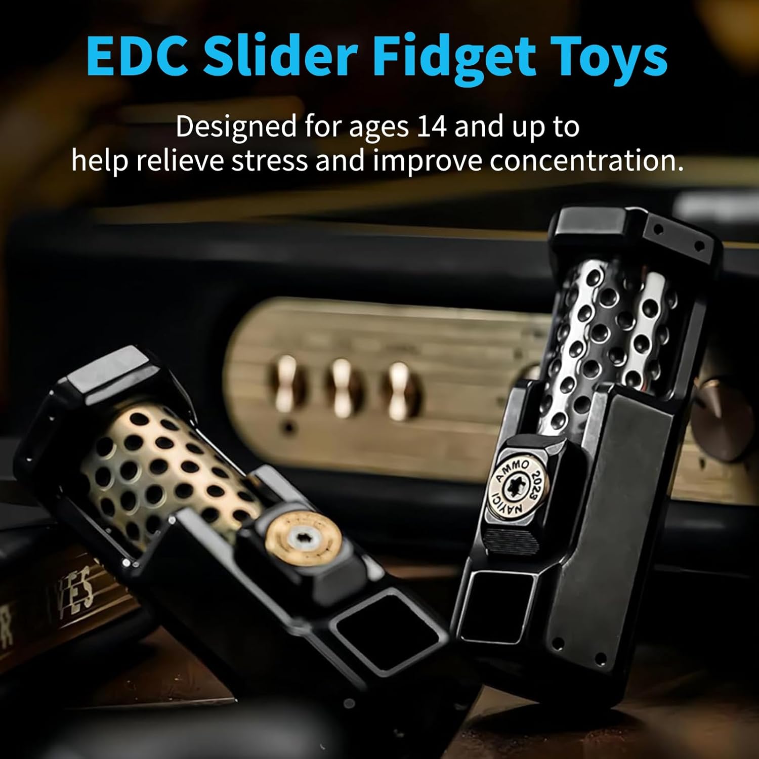 Fidget Slider Titanium 2-Stage Ratchet Mechanical Smooth Rotation EDC Stress Relief Desk Toy