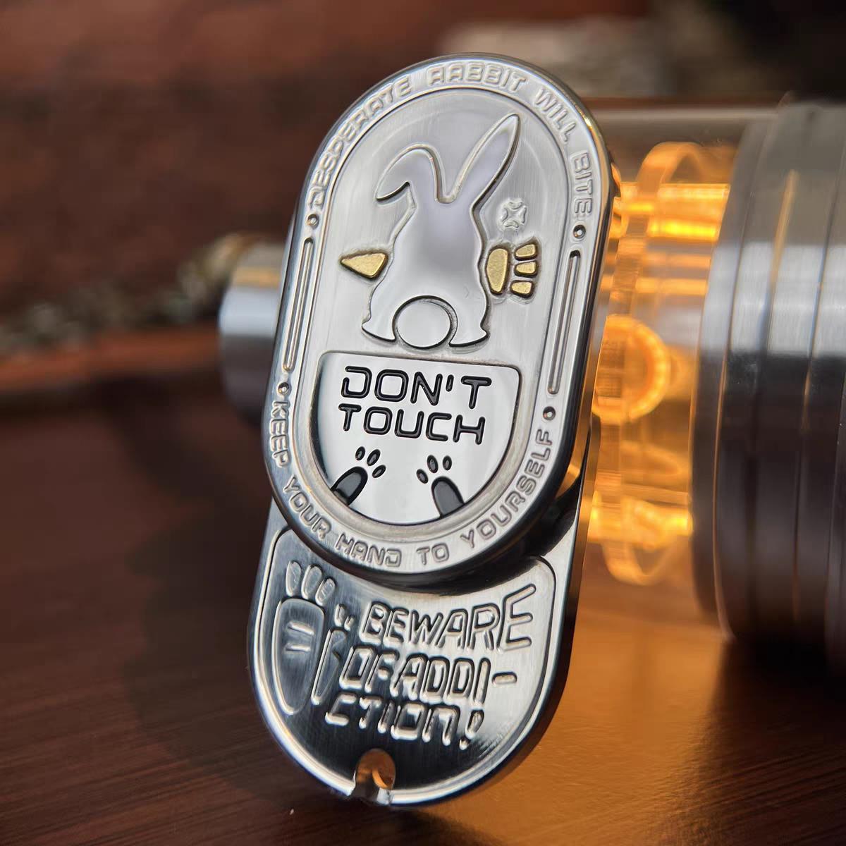 Fidget Slider Stainless Steel Bunny Engraving Ding Sound Multi-Directional EDC Stress Relief ADHD