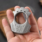 Brass Single Finger Knuckles – Zinc Alloy Apollo Sun God with Greek Mythology Engraved EDC detail image - detail view 3