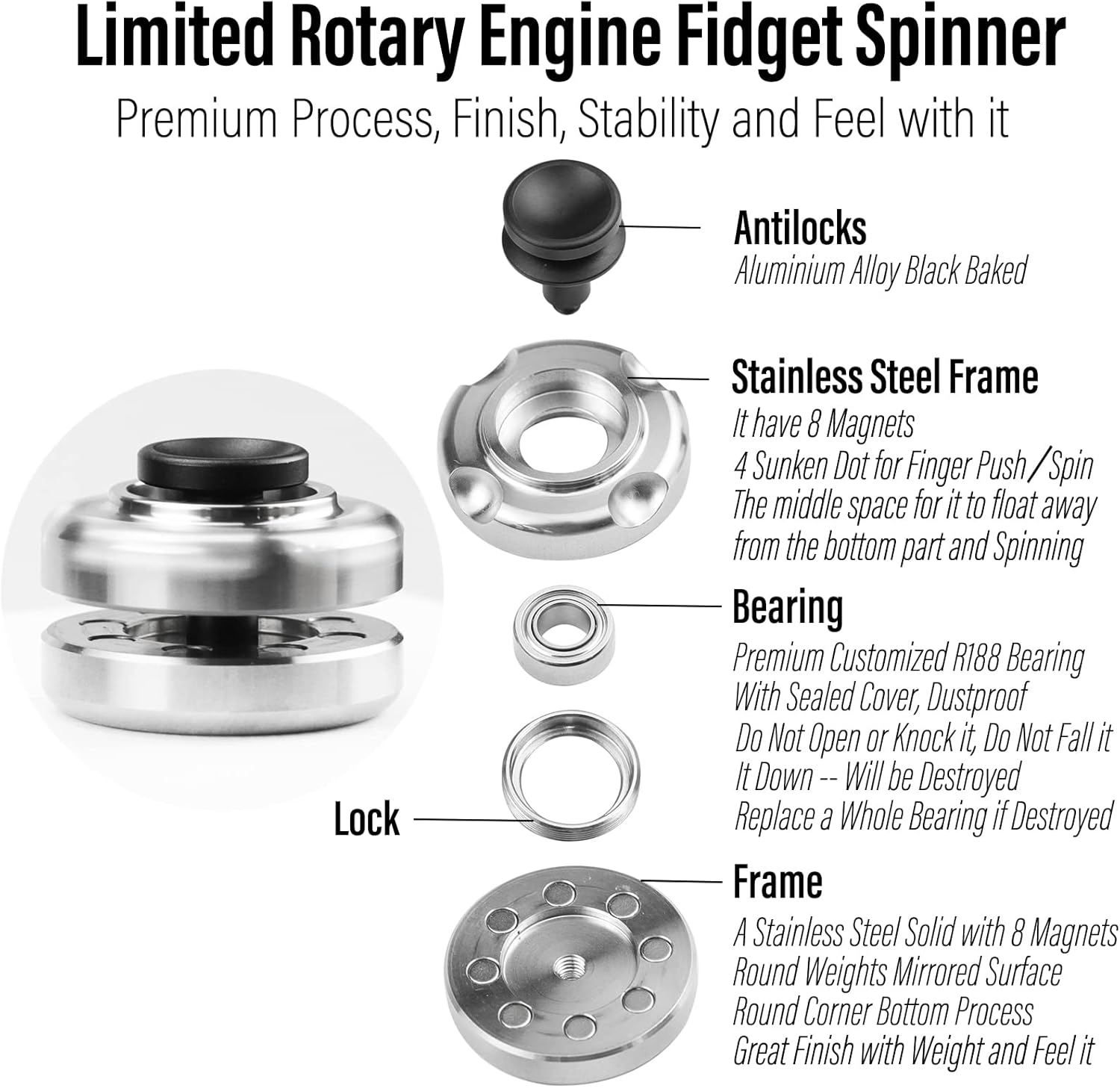 ScaleSpinner Magnetic Levitation Fidget Spinner - Stainless Steel EDC