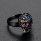 Calavera Skull Ring – CZ Crystal Iced Out Bling Gothic Punk Statement detail image - detail view 3