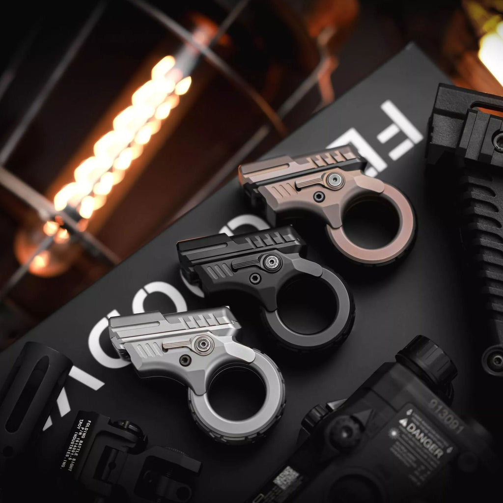 Mini Marksman Titanium Magnetic Fidget Toy - Metal with Pop Push Press, Slider & Ratchet Ring