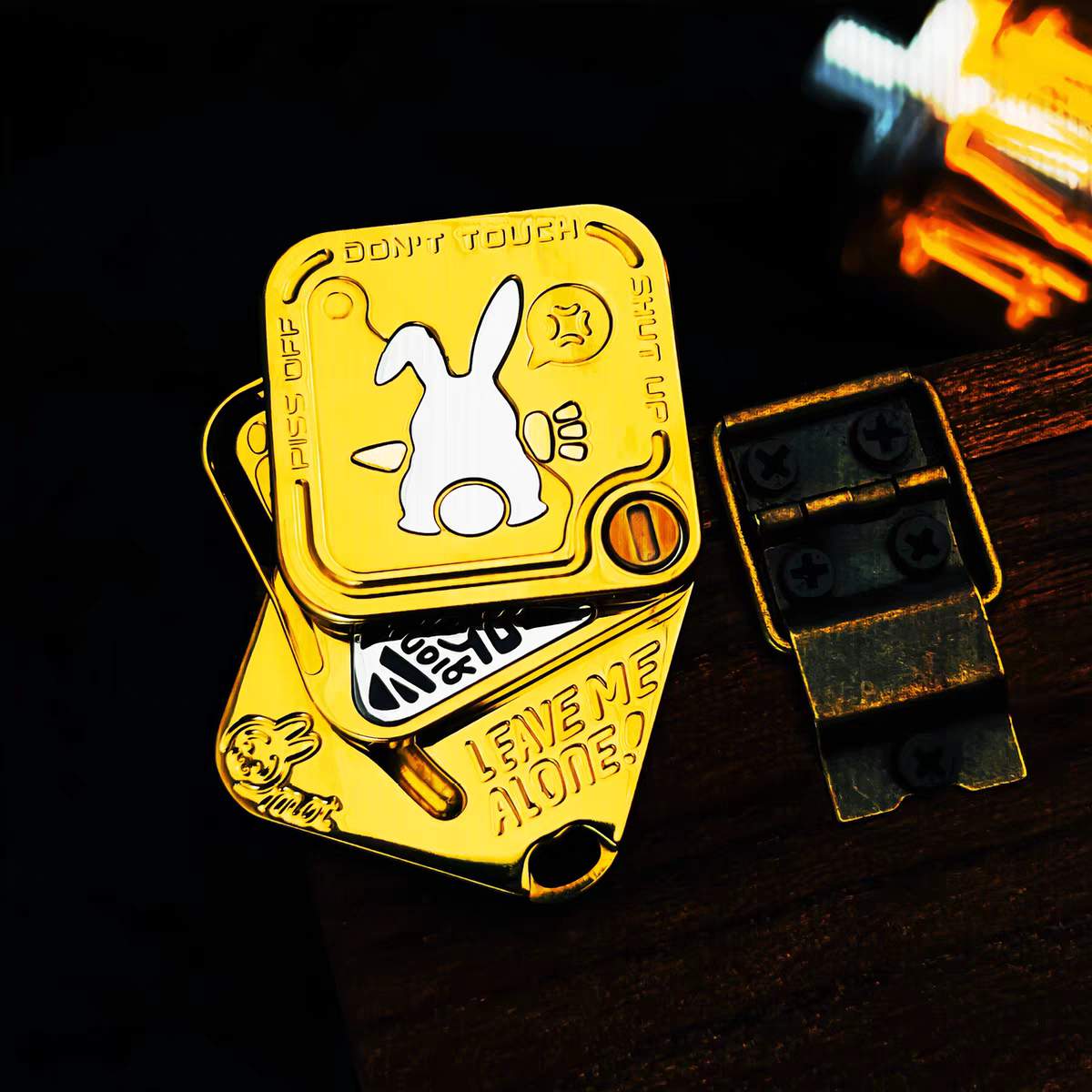 Fidget Slider – Rabbit Snap Side-Push Stainless Steel EDC Collectible Attitude Toy