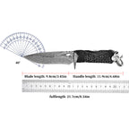 Damascus EDC Knife – Hand Forged 103 Layer VG10 Ebony Handle Elephant Head Leather Sheath detail image - detail view 13
