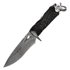 Damascus EDC Knife – Hand Forged 103 Layer VG10 Ebony Handle Elephant Head Leather Sheath detail image - detail view 3