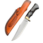 Damascus EDC Knife – Hand Forged SKD-11 Steel Purple Heartwood Leather Sheath Survival variant image