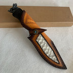 Damascus Fixed Blade Knife – Hand Forged Sanmai VG10 Core Ebony Handle Tactical Survival detail image - detail view 11