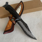 Damascus Fixed Blade Knife – Hand Forged Sanmai VG10 Core Ebony Handle Tactical Survival detail image - detail view 13