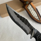 Damascus Fixed Blade Knife – Hand Forged Sanmai VG10 Core Ebony Handle Tactical Survival detail image - detail view 7