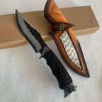 Damascus Fixed Blade Knife – Hand Forged Sanmai VG10 Core Ebony Handle Tactical Survival detail image - detail view 8