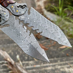 Damascus Fixed Blade Knife – Ironwood Fang Fishbone with 95-Layer Hand-Forged detail image