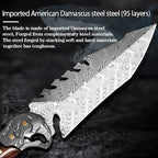 Damascus Fixed Blade Knife – Ironwood Fang Fishbone with 95-Layer Hand-Forged detail image - detail view 7
