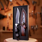 Damascus Fixed Blade Knife – Obsidian Fang Hunting with 105-Layer VG10 & Ebony Handle detail image - detail view 6