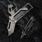 Damascus Folding Knife – Dual-Action Blade with 9-in-1 EDC Keychain Tool detail image - detail view 10