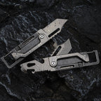 Damascus Folding Knife – Dual-Action Blade with 9-in-1 EDC Keychain Tool detail image